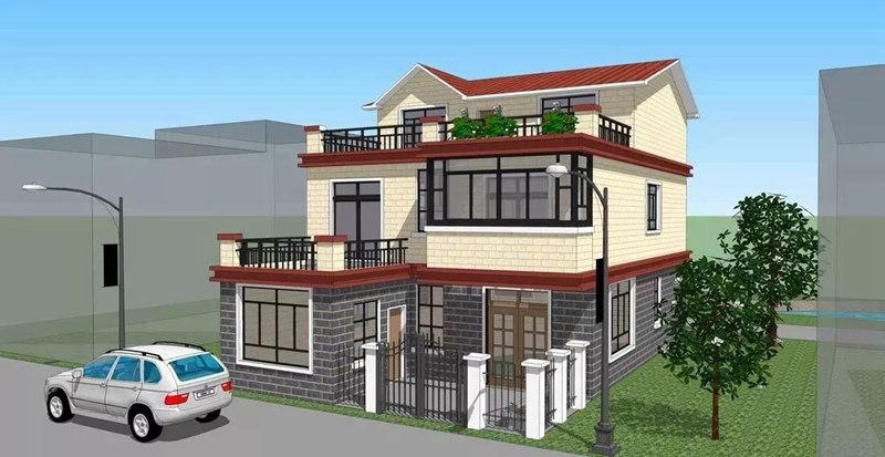 逢年過節整個家族都能住一起的容納性超強的鄉村三層自建別墅設計(圖7) 睿婕輕鋼別墅